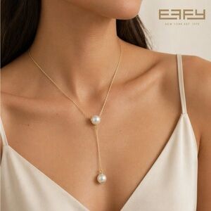 Effy 14k yellow gold Drop Necklace with fresh water pearls new/Gift